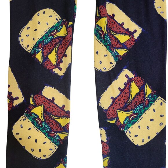 LuLaRoe Women's Leggings Bundle - 3 Pairs Fox, Hamburger & Hotdog Small SOFT - Picture 3 of 8